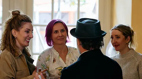 Guests talking together after lunch